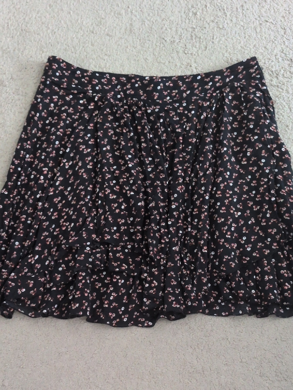 NAF NAF Black Skirt with Pink and White Floral Print